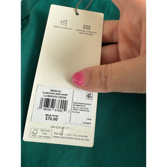 Walter Hagen Men's Green Clubhouse Linen Golf Shorts Size 40 - Picture 7 of 8